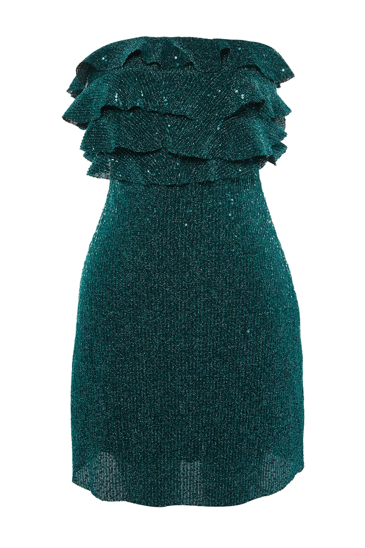 Trendyol Collection  Grünes Pailletten-Abendkleid TPRSS22EL2015