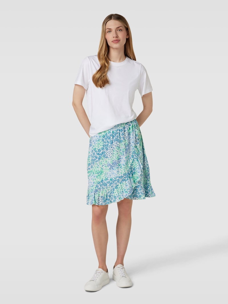 Knielanger Rock aus Viskose mit Allover-Muster Modell 'Joella' in ozean blau