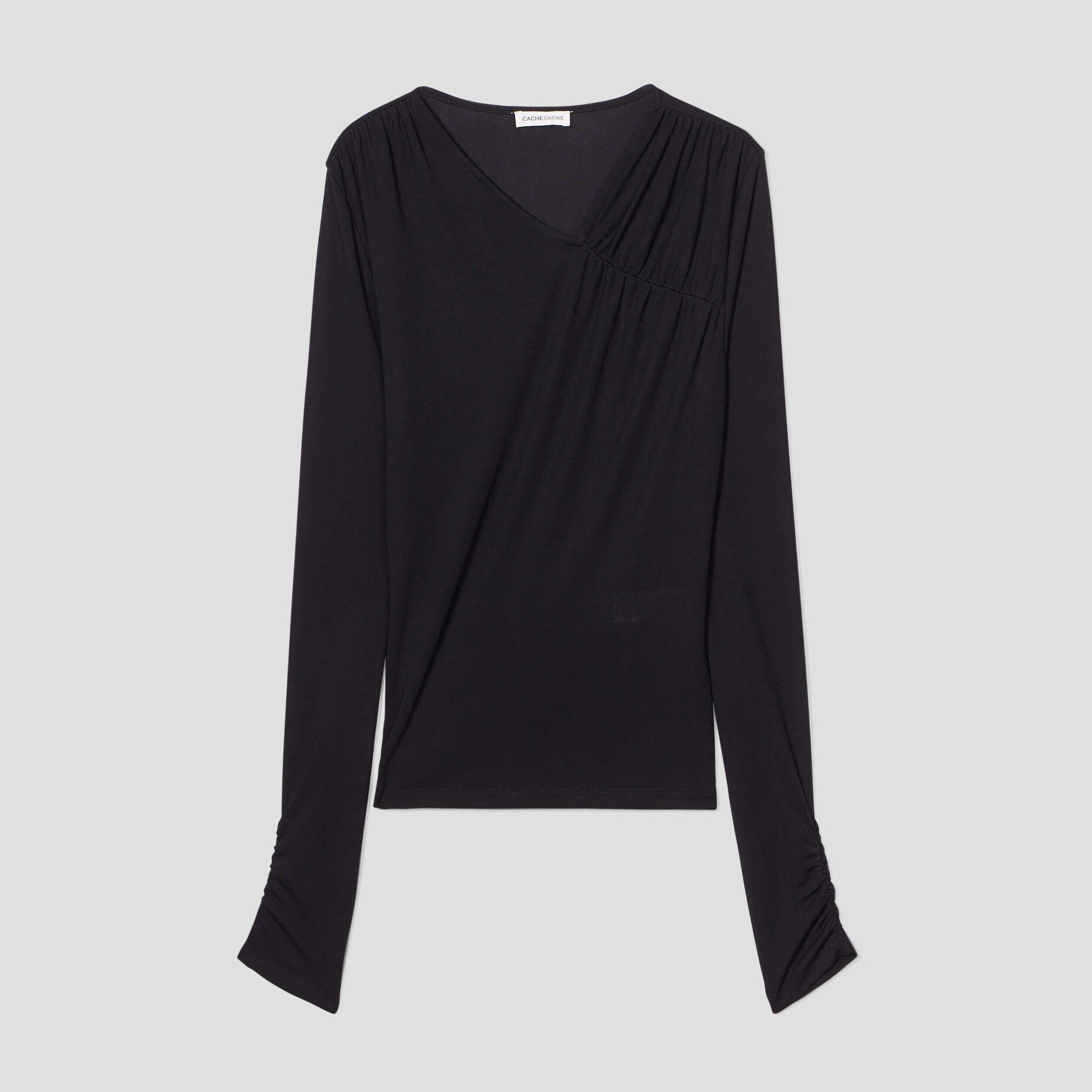 Blouse ajustée avec fronces noir femme | Cache Cache