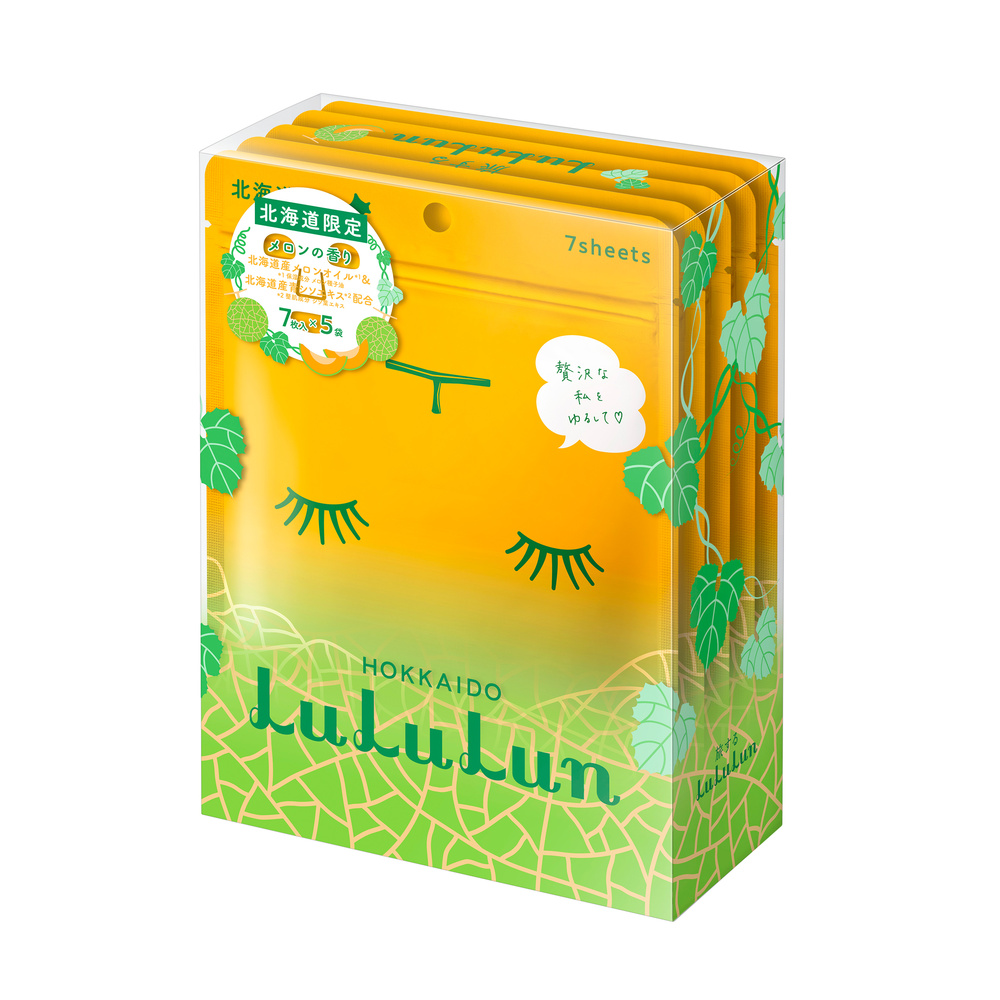lululun Premium Hokkaido Melon, Pack 5x7 masques Masque tissu facial