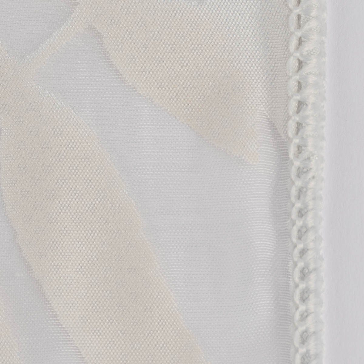 Meterware Rasch Textil Gardinenstoff Ausbrenner Madagaskar Blätter weiß 295cm, leicht perforiert, Organza, mit Bleiband, überbreit