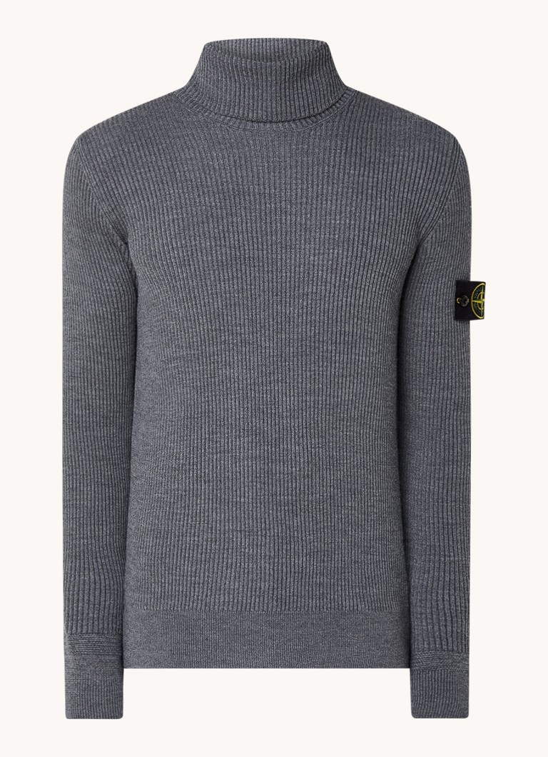 Πουλόβερ Stone Island 552C2 με ριμπ ύφανση από μαλλί-βαμβάκι και λογότυπο