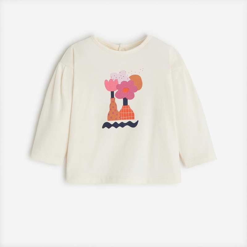 T-shirt fille blanc à fleurs en coton Catimini