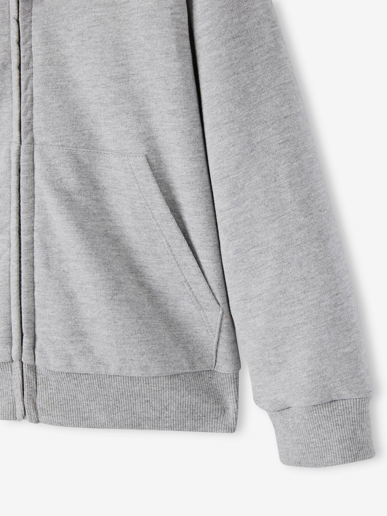 Vertbaudet Jungen Kapuzensweatjacke, Teddyfleece-Futter - grau meliert