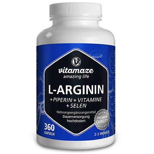 L-ARGININ 750 mg hochd. Piperin Vitamine Kapseln  360 St  Kapseln