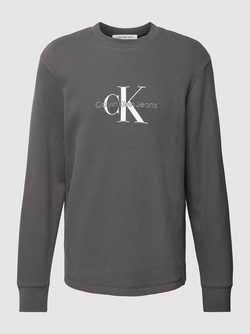 Longsleeve in Waffelstruktur Modell 'ARCHIVAL' in anthrazit