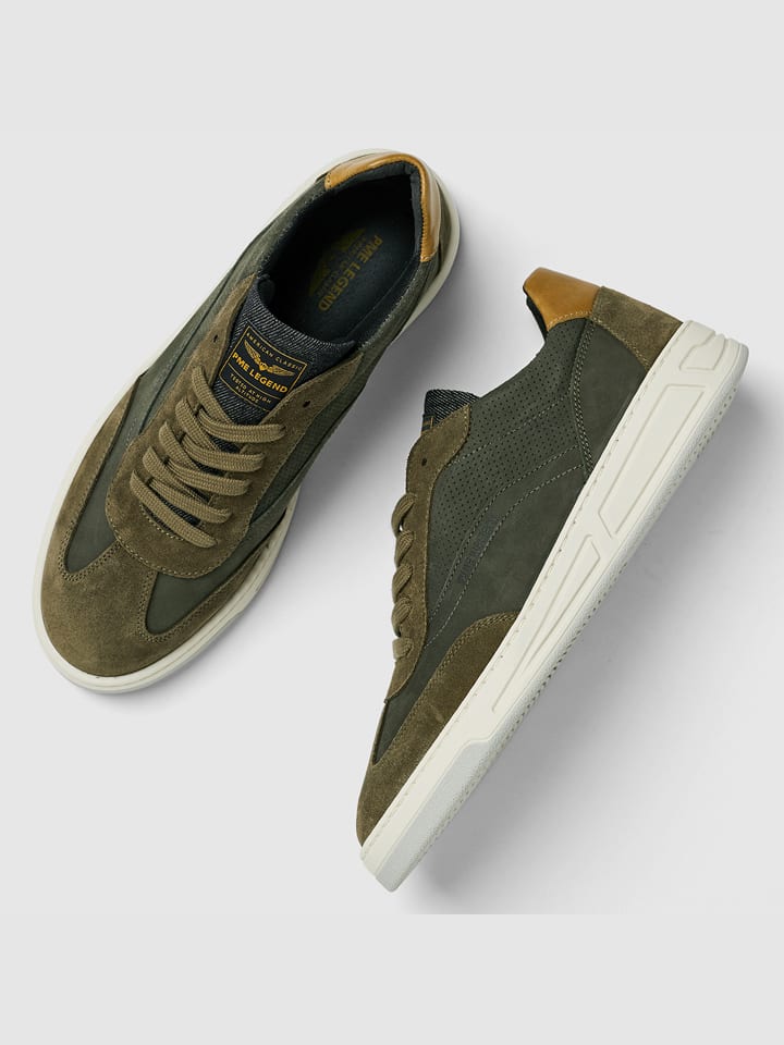 PME Legend Leder-Sneakers in Khaki günstig kaufen