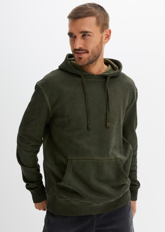 Kapuzensweatshirt in gewaschener Optik, Loose Fit
