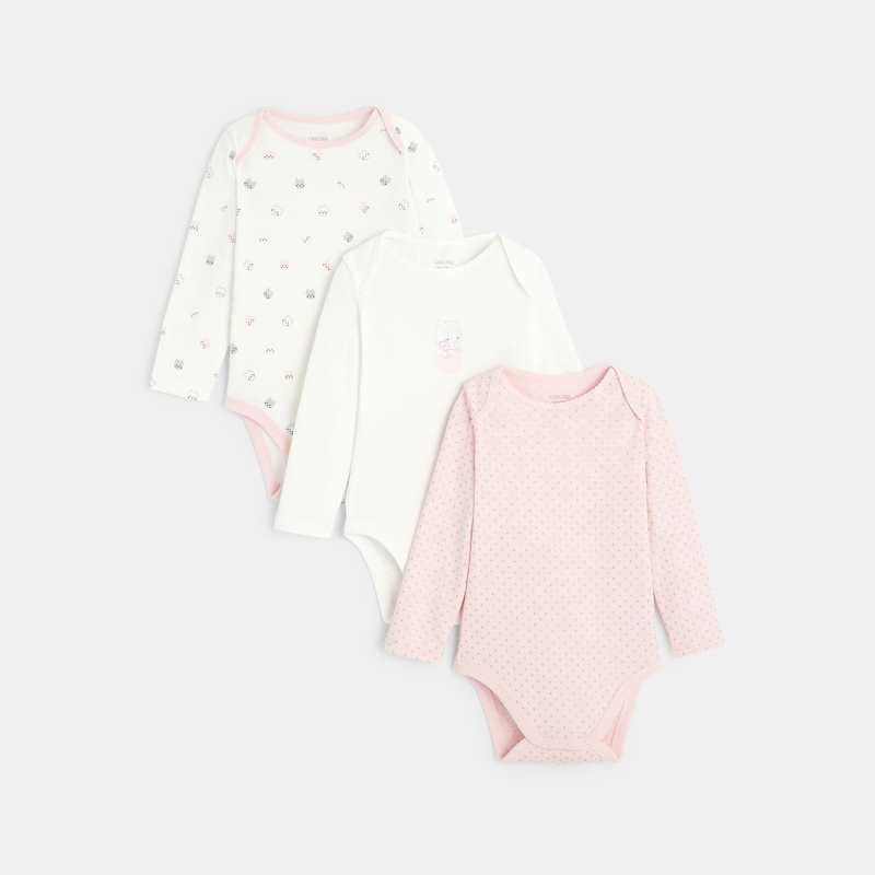 Body col US chat (lot de 3) rose naissance