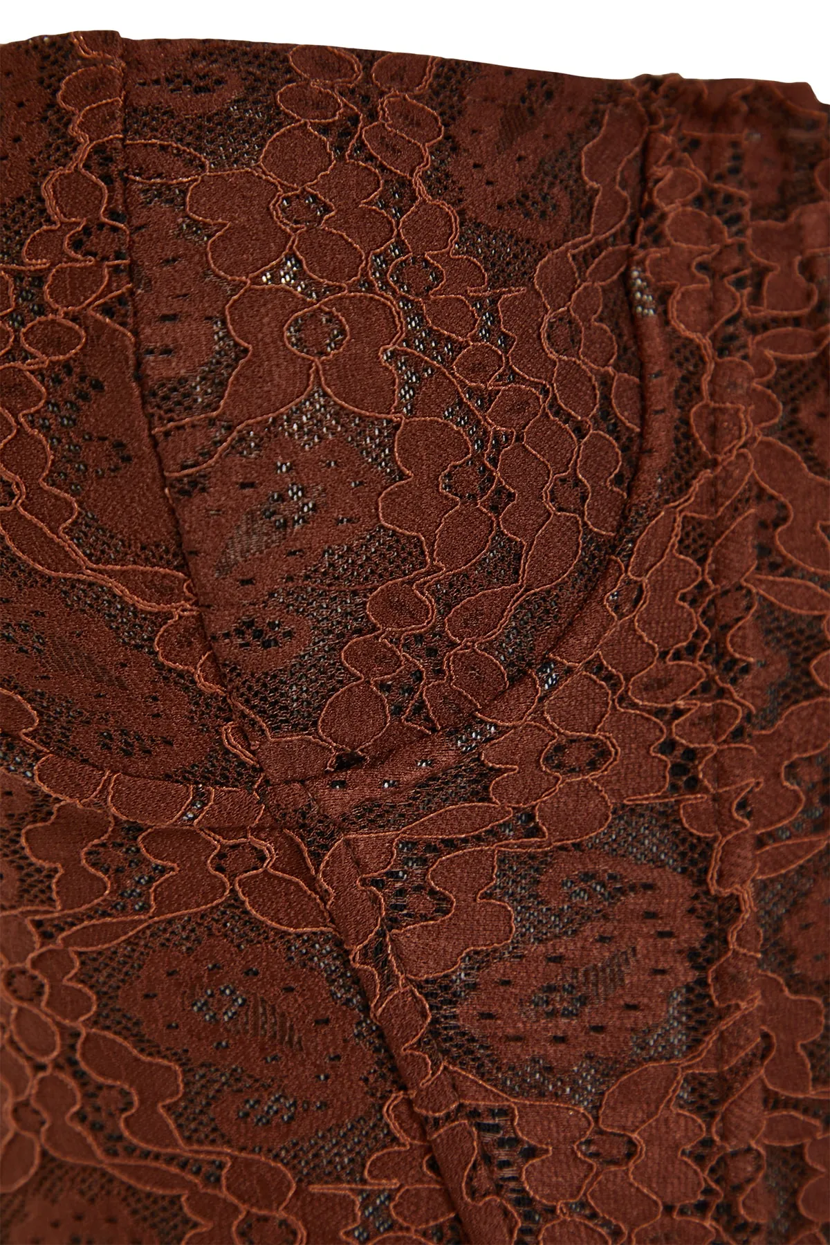 Trendyol Collection  Braunes, bauchfreies, gefüttertes Korsett mit detailliertem Spitzen-Bustier TPRAW23BS00072