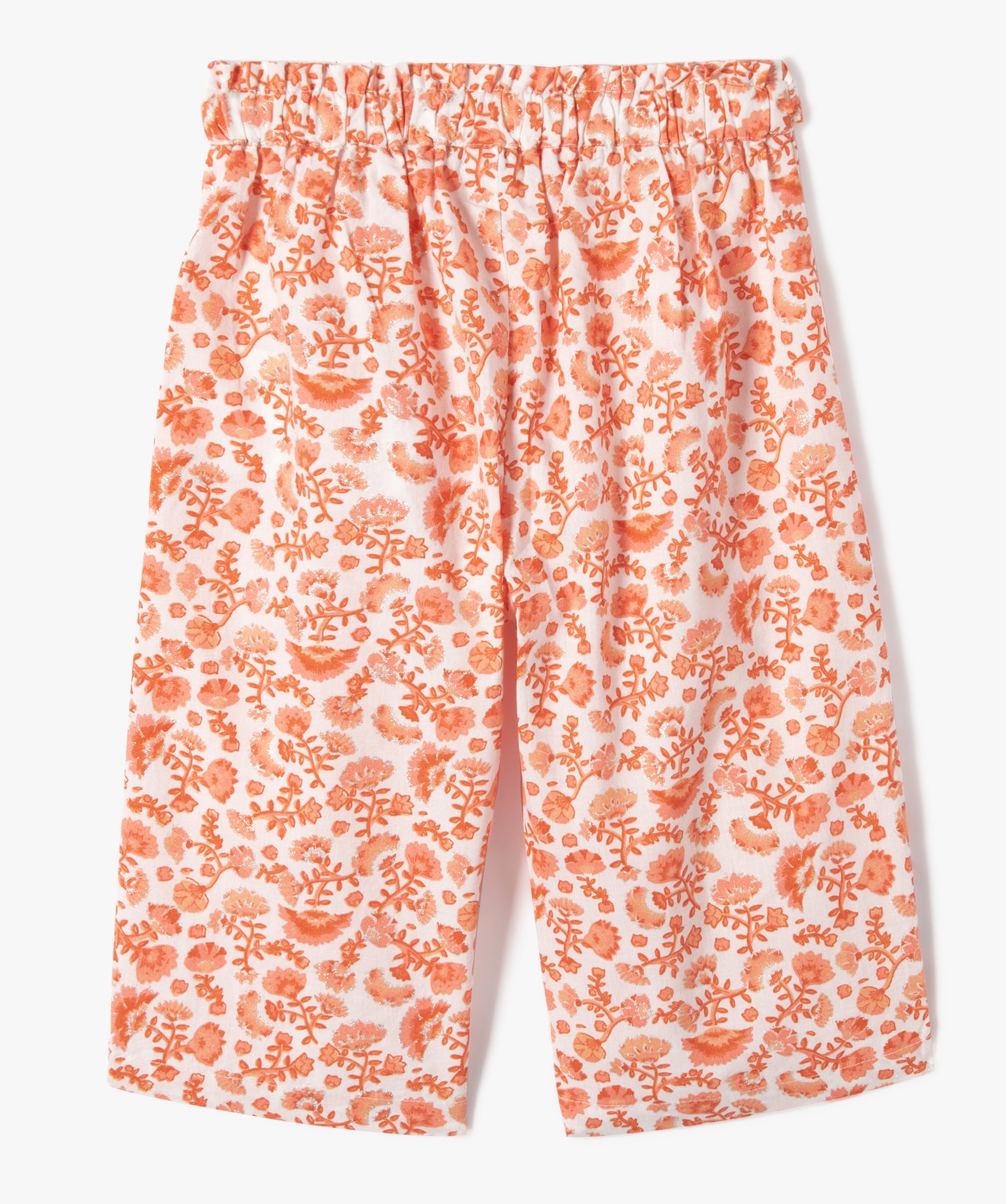 Pantalon bébé fille large à fleurs et touches pailletées blanc | GEMO