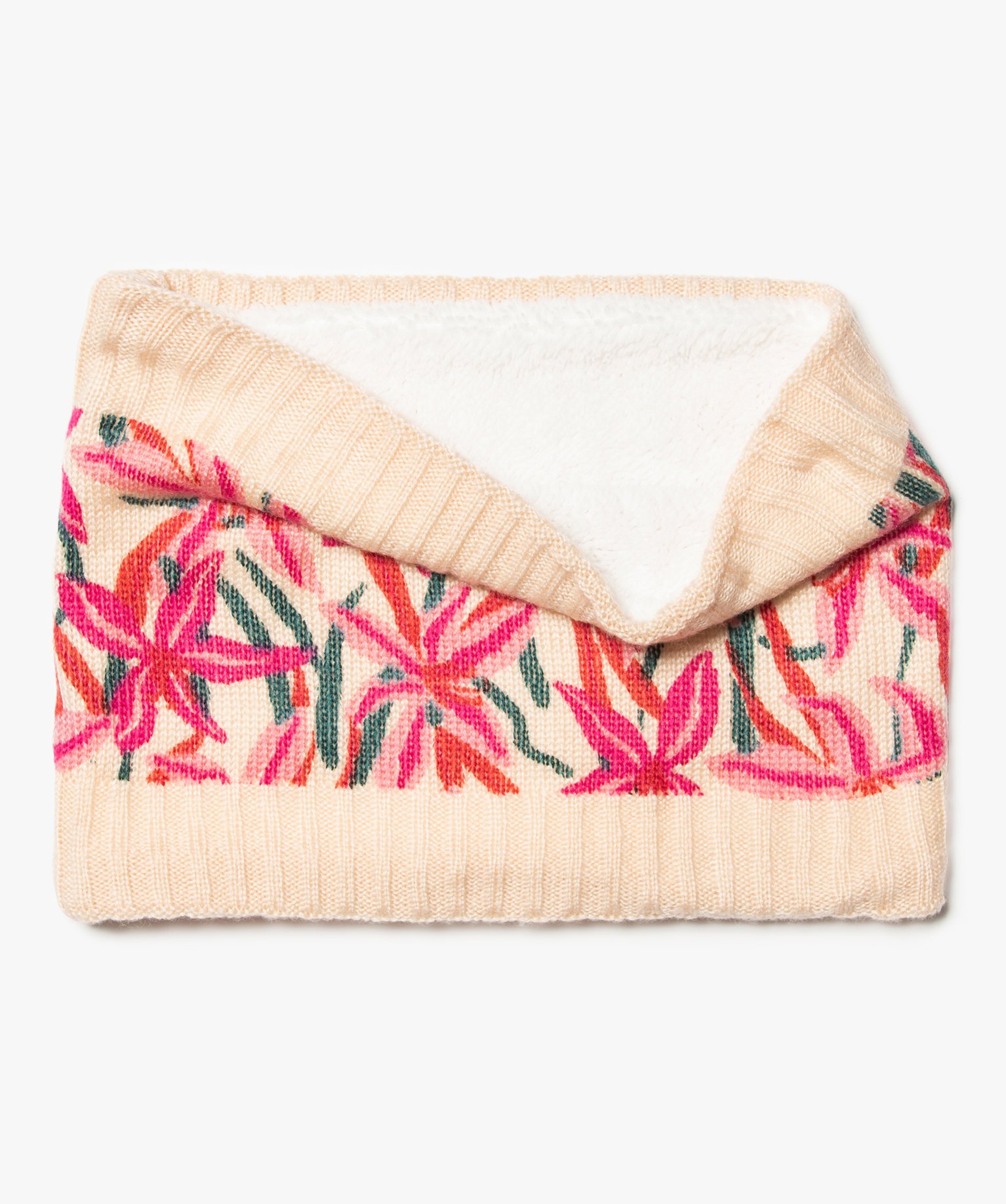 Snood fille fleurie à doublure chaude rose | GEMO