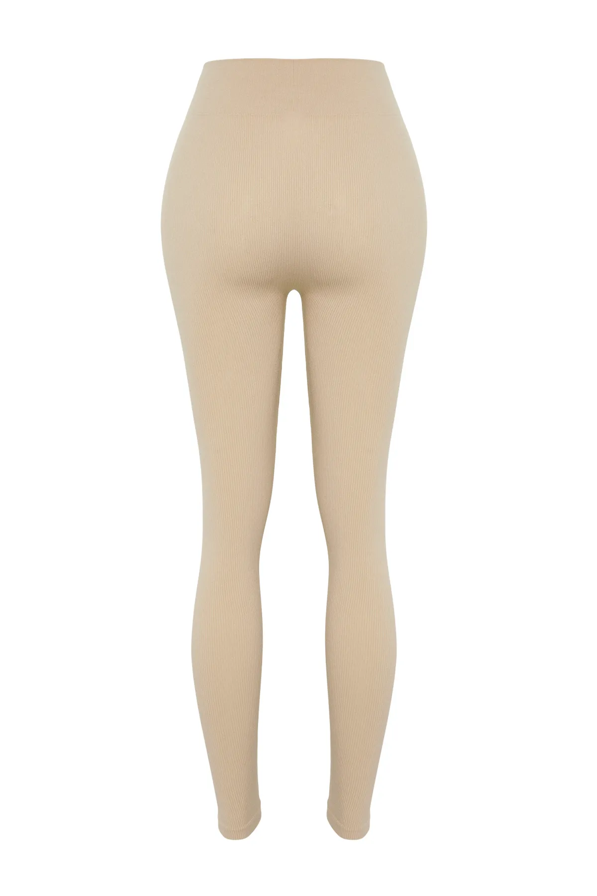 Trendyol Collection  Beigefarbene, nahtlos/nahtlos gestrickte Sport-Leggings in voller Länge TWOAW20TA0071