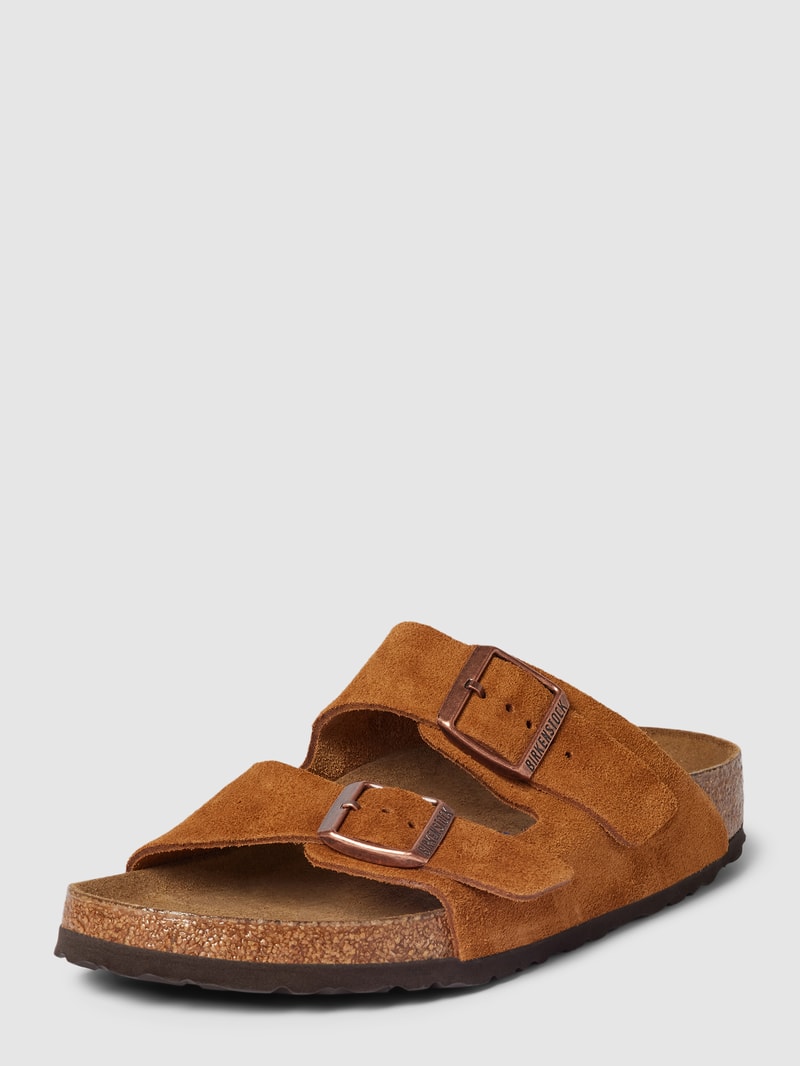 Slides aus echtem Leder Modell 'ARIZONA' in cognac