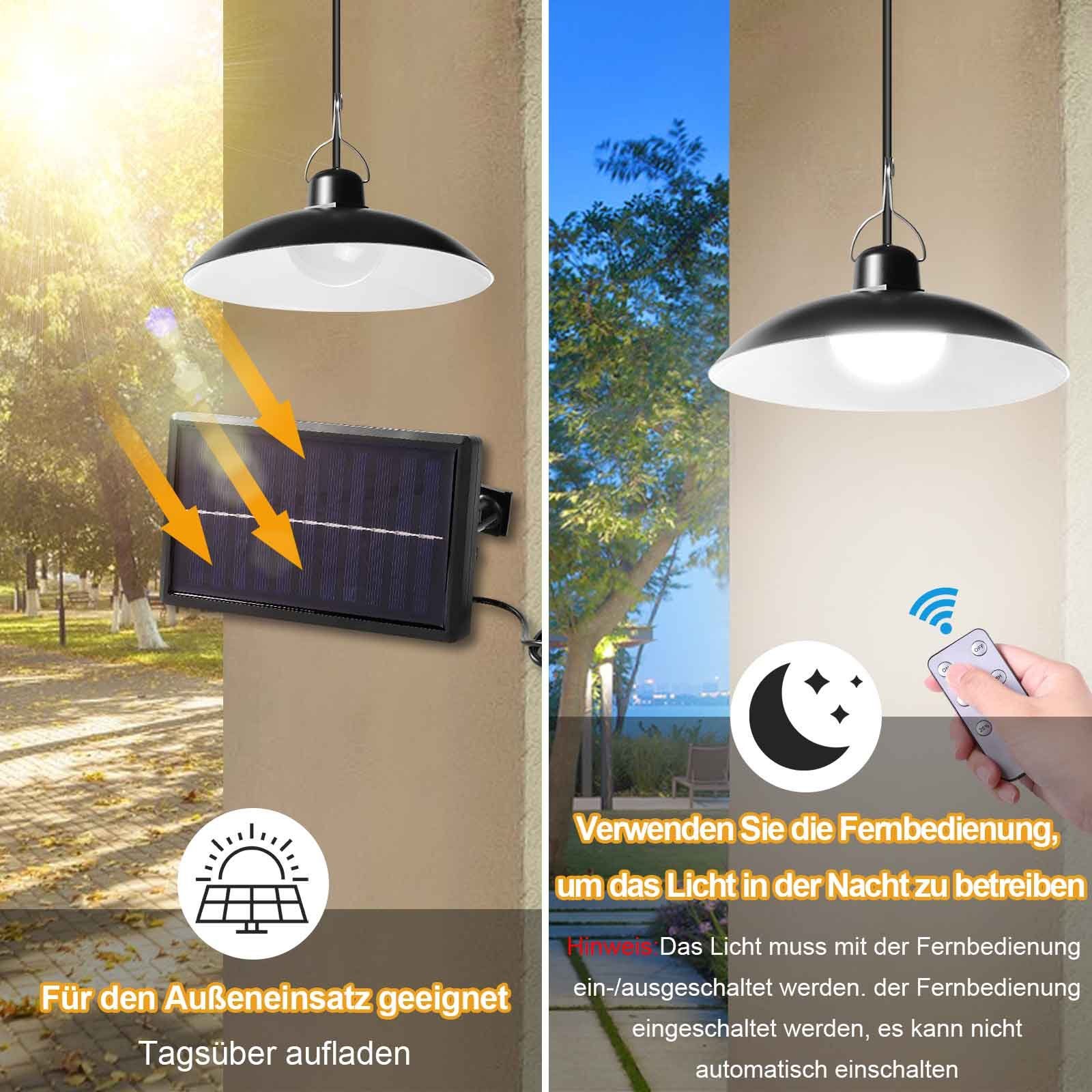 Rosnek LED Solarleuchte Solar Hängelampen für Außen & Innen, Solarlampen für Außen, LED, Warm weiß, Weiß, IP65 Wasserdicht Solar Hängelampe mit Fernbedienung, Garten Terrassen