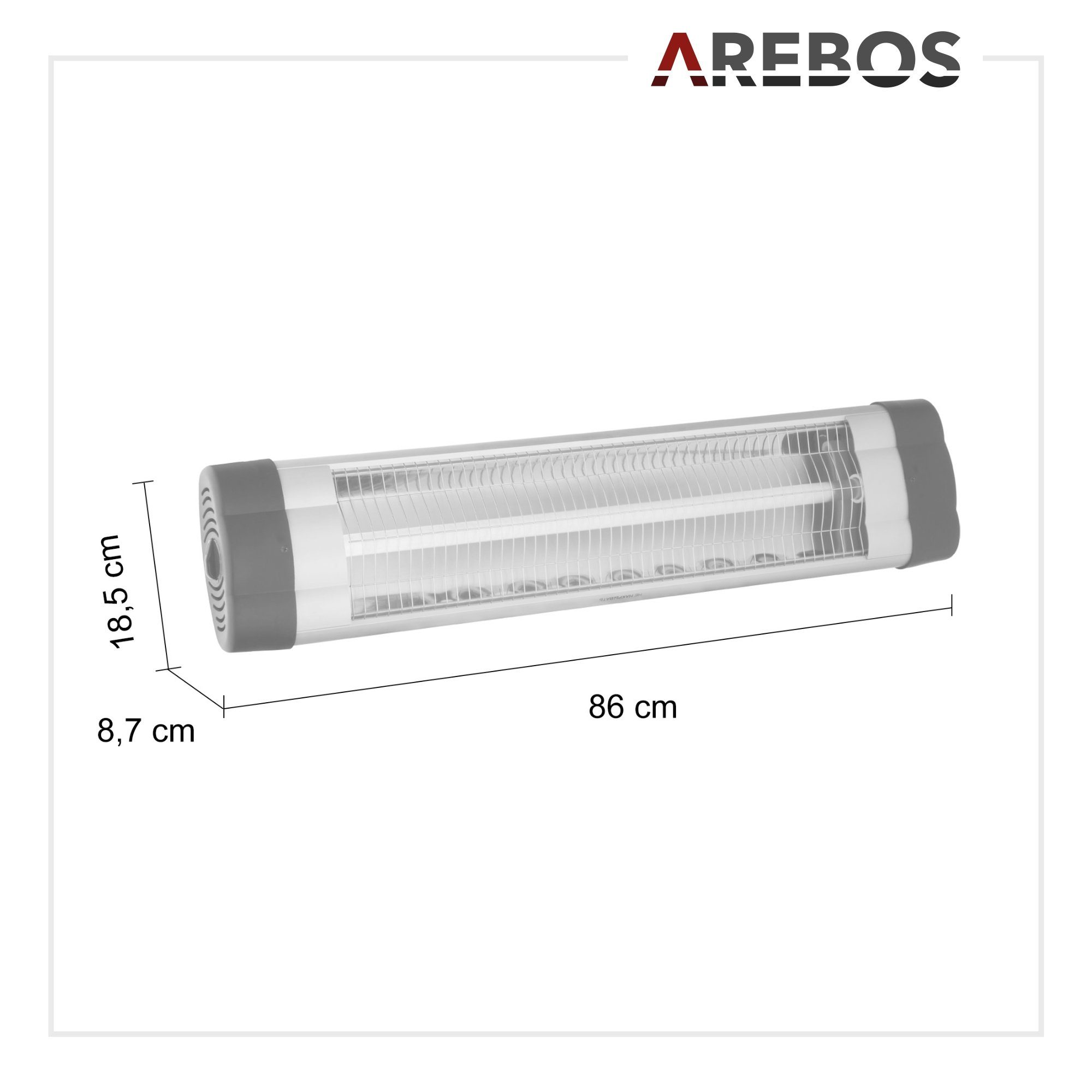 Arebos Heizstrahler 2.500 W Infrarot mit Fernbedienung, 3 Heizstufen, An der Wand befestigbar: Ja An der Decke anbringbar: Ja