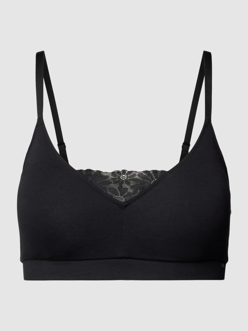 Bustier mit Spitzenbesatz in schwarz