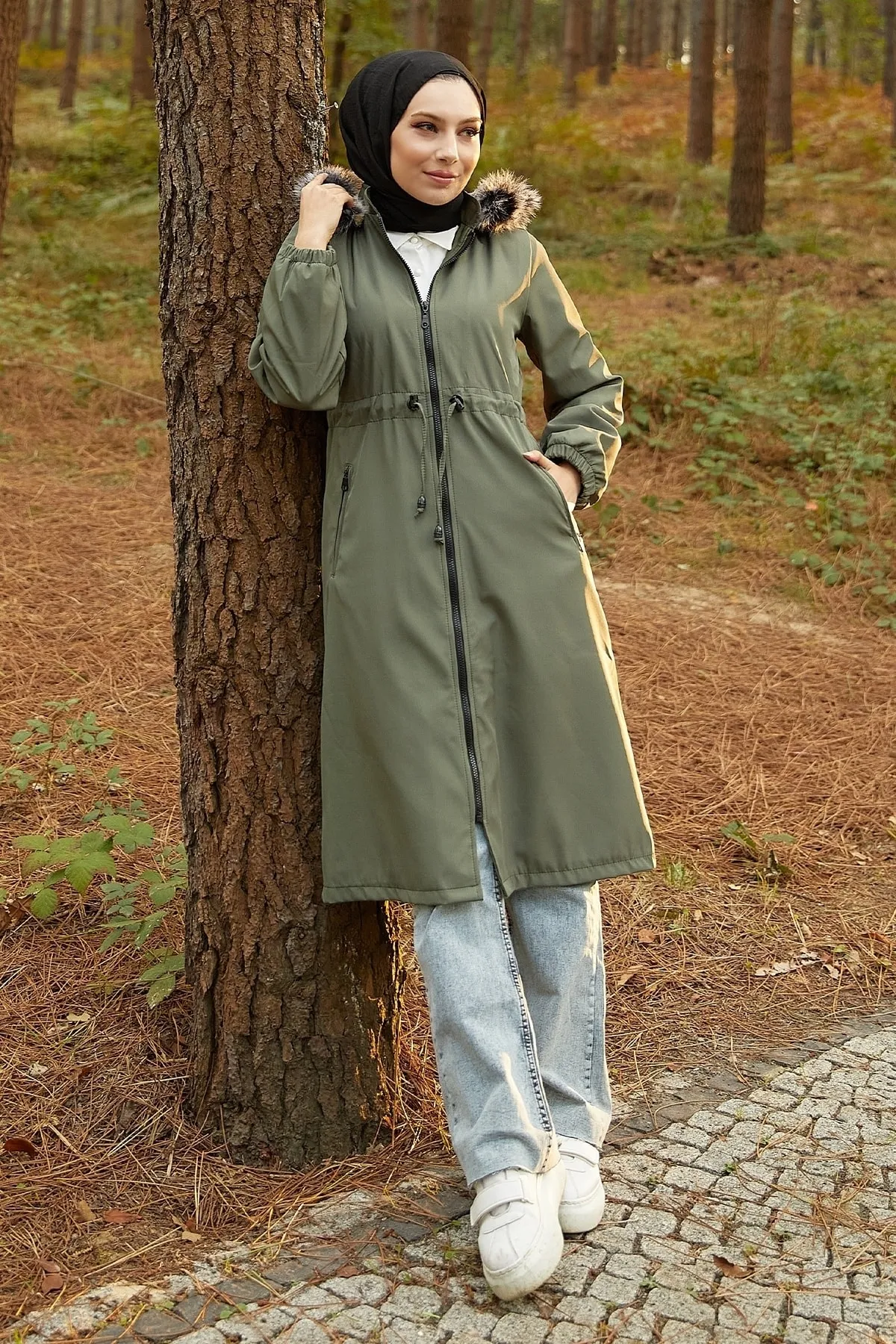 InStyle  4601 Regenmantel mit Fleece-Innenseite – Khaki