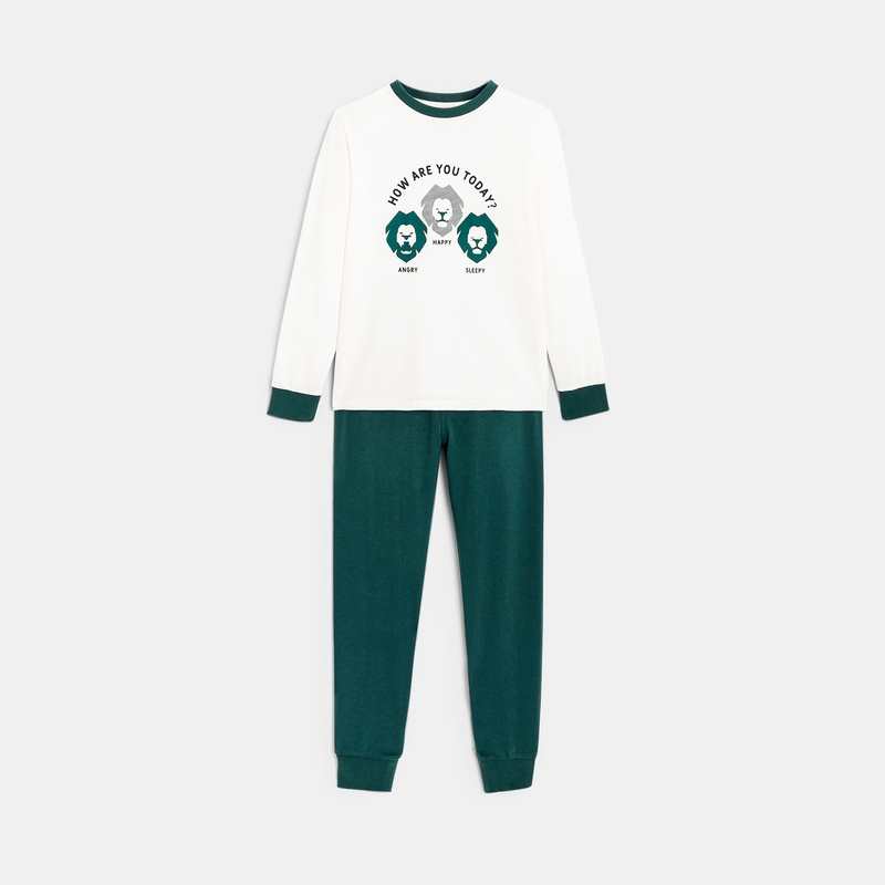 Pyjama 2 pièces en jersey vert garçon