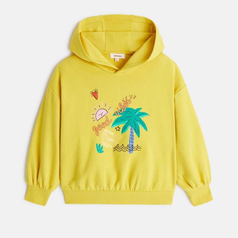 Sweat à capuche fille jaune tropical Catimini