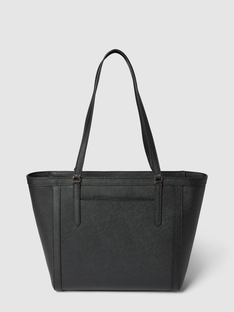 Shopper aus Rindsleder mit Label-Applikation Modell 'CLARE' in schwarz