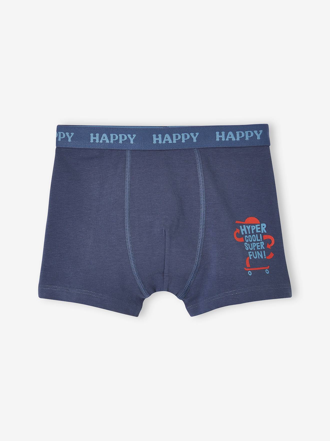 Lot de 5 boxers stretch chien garçon bleu grisé