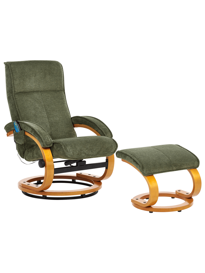 Beliani Massagestuhl HERO in Grün/Heller Holzfarbton - (W) 51 x (H) 102 x (L) 80 cm günstig kaufen onesize