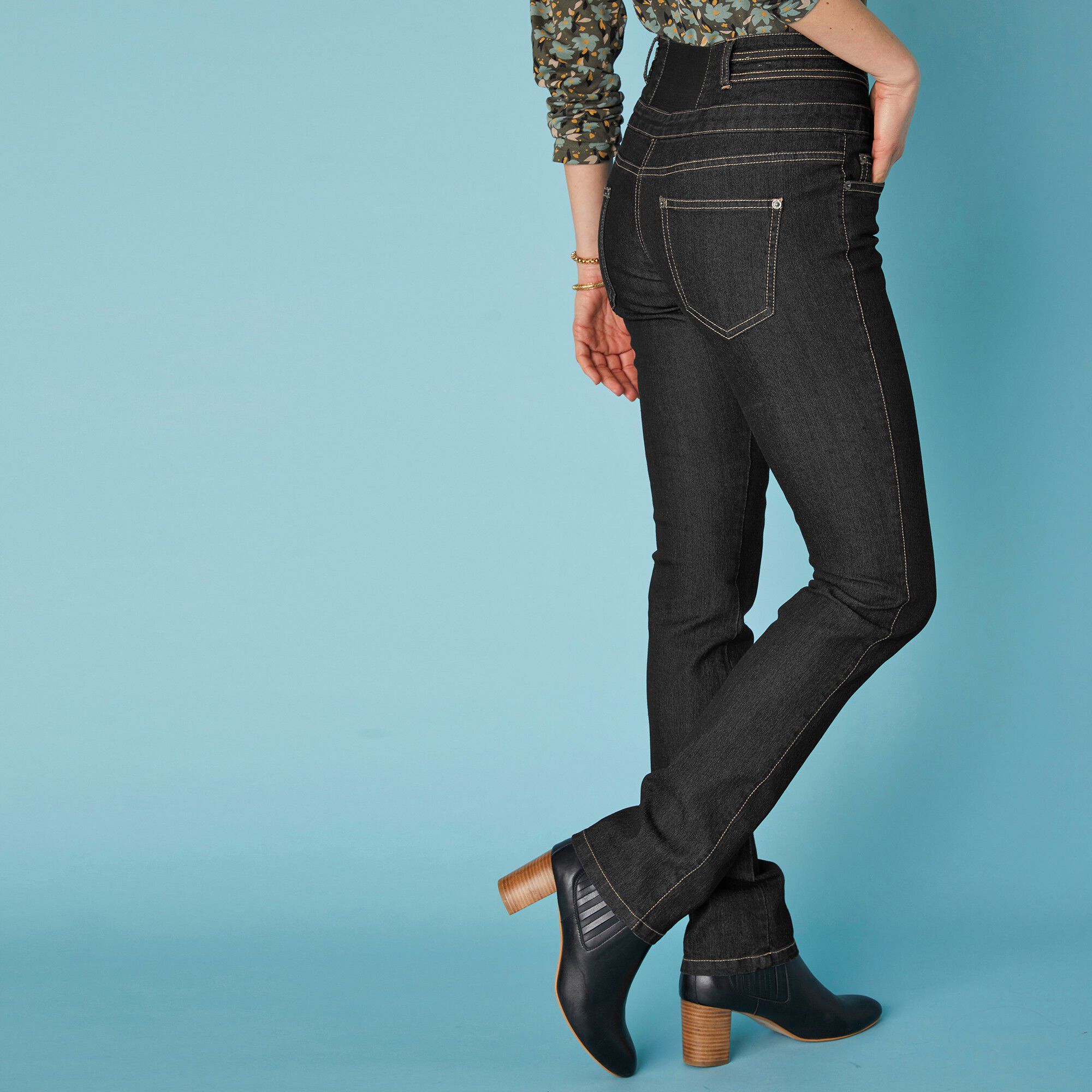 Jean droit taille haute