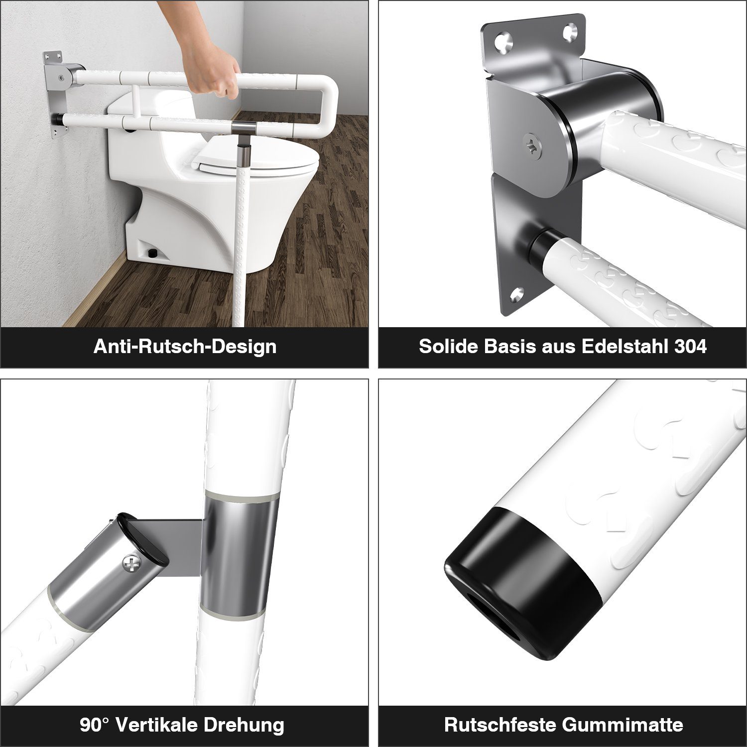 TolleTour Haltegriff WC Stützgriff Toilette Aufstehhilfe Wandmontage Klappgriff Handgriff