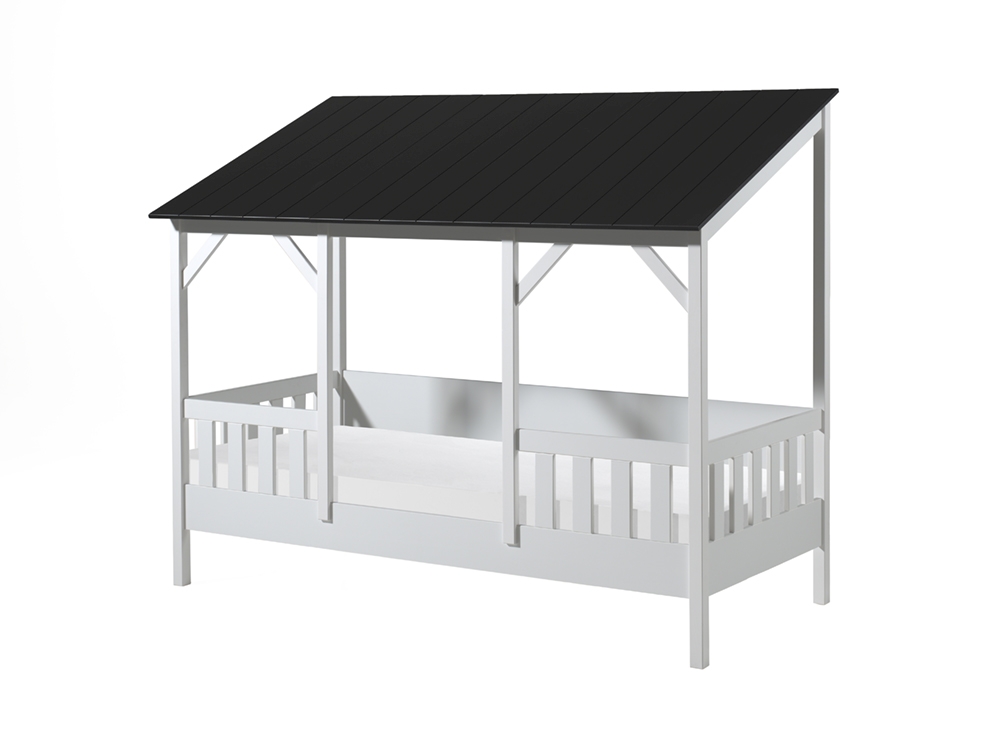 VIPACK Hausbett mit 90 x 200 cm Liegefläche, Dach in Schwarz