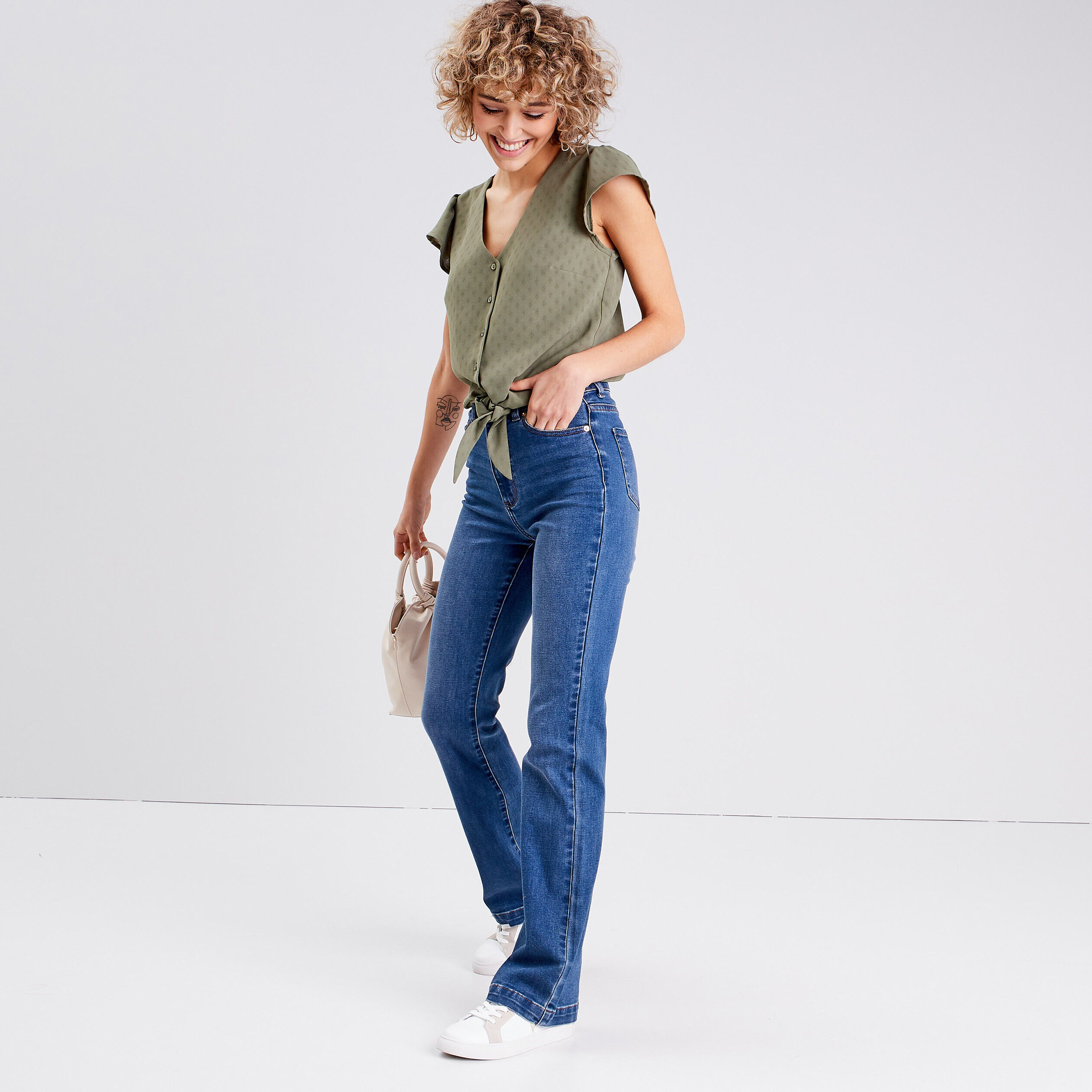 Jeans flare taille haute denim stone femme | Cache Cache