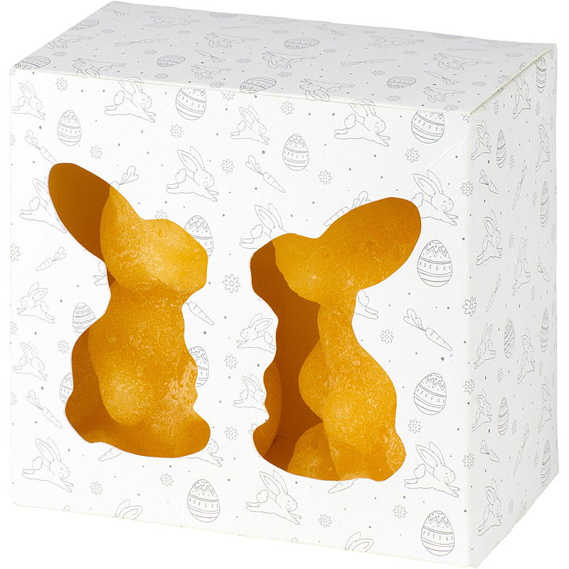 Påskehare lys 2-pk 6x9,3 cm parafin gul