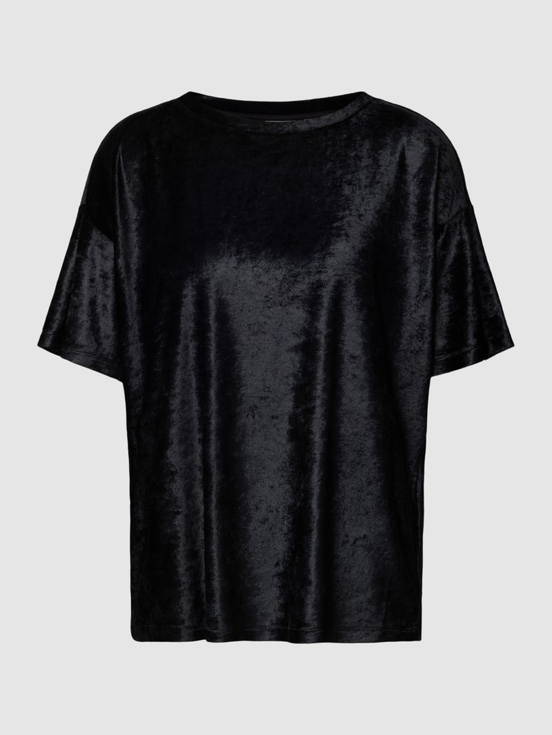 T-Shirt mit Rundhalsausschnitt und überschnittenen Schultern in schwarz