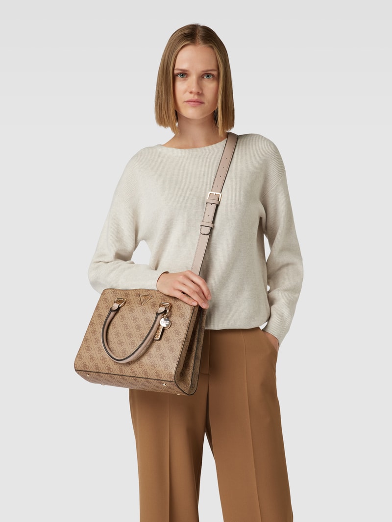 Satchel Bag mit Allover-Logo Modell 'NOELLE' in beige