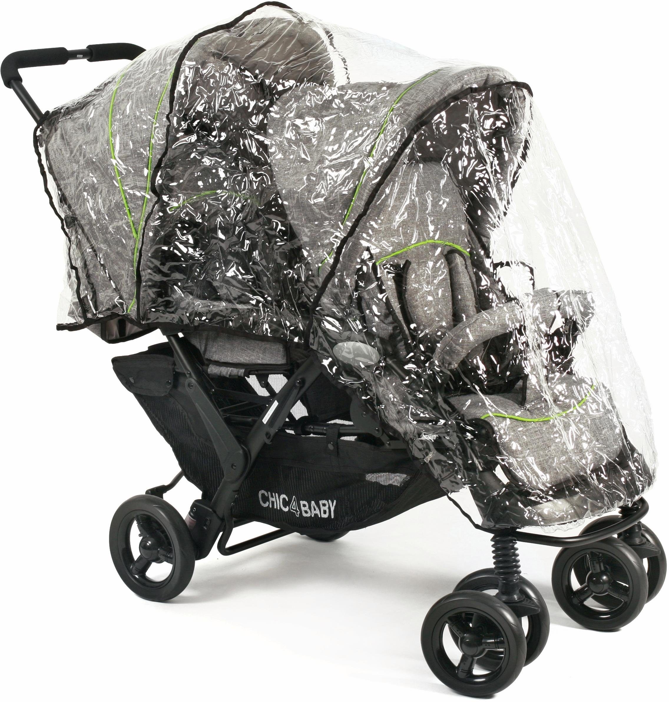 CHIC4BABY Geschwisterwagen Duo, jeans grey, mit herausnehmbarer Tragetasche; Kinderwagen