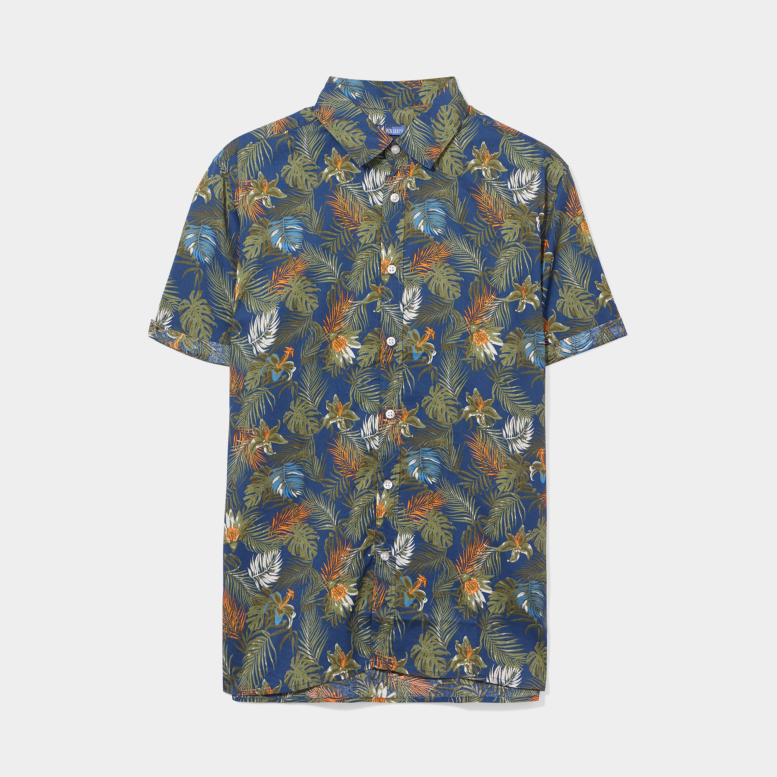 Chemise droite coton manches courtes bleu pétrole homme | La Halle