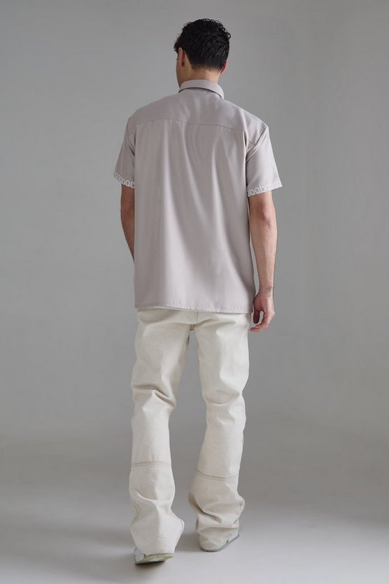 Oversize Twill-Hemd mit Print