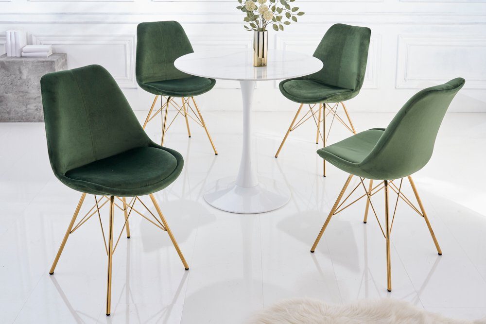 riess-ambiente Polsterstuhl SCANDINAVIA MEISTERSTÜCK dunkelgrün / gold (Einzelartikel, 1 St), Esszimmer · Samt · Metall · Retro