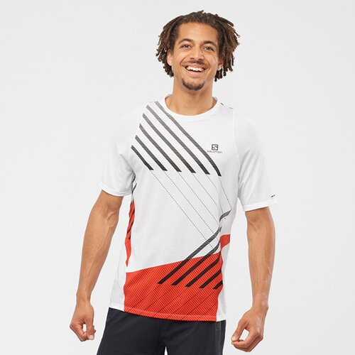 HERREN SENSE AERO SS TEE M WHITE/FIERY RED/BLAC