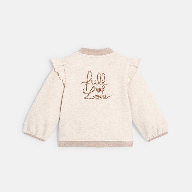 Gilet molleton à volants beige bébé fille