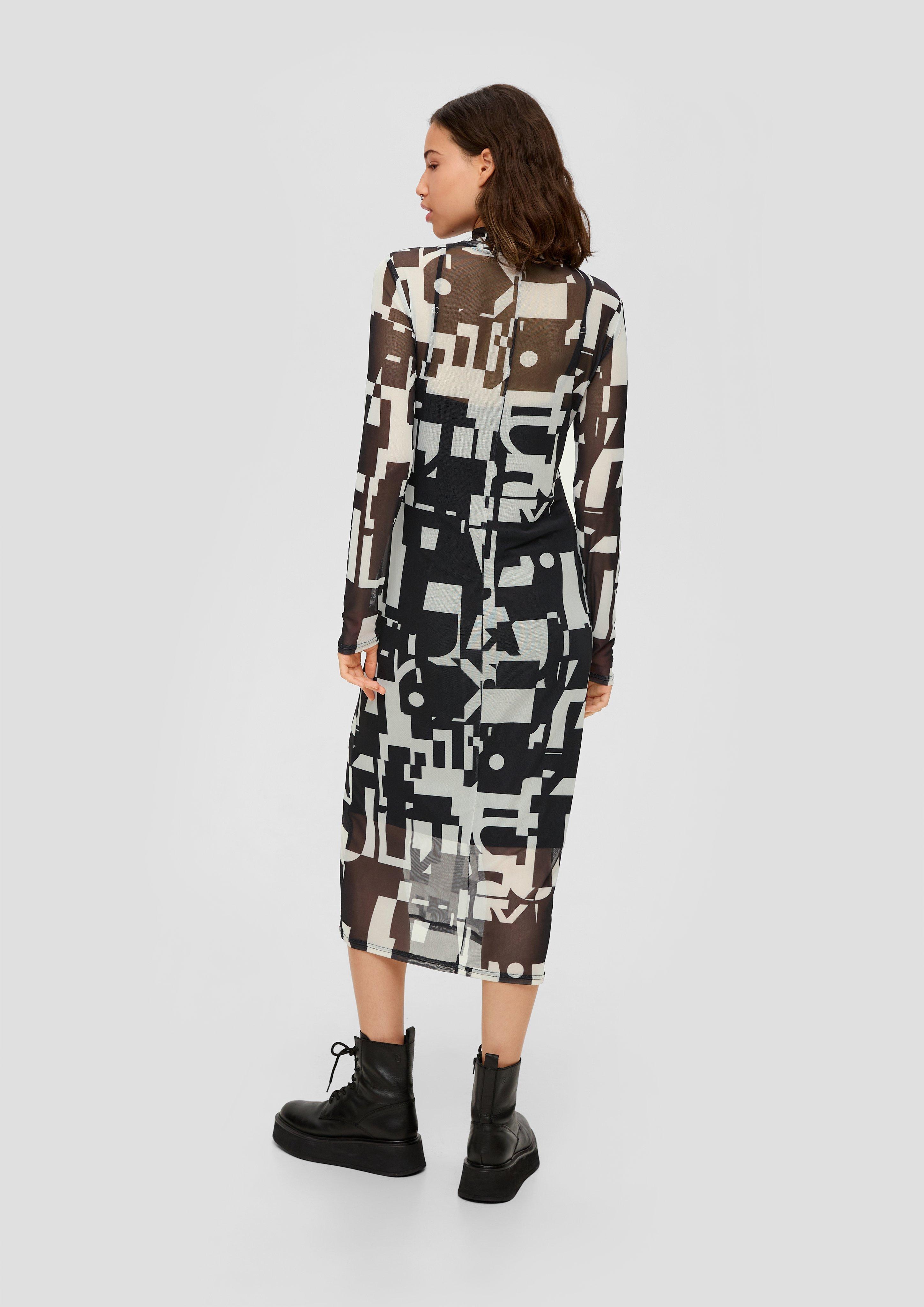 Midikleid mit All-over-Print aus Mesh  2140627-99A2