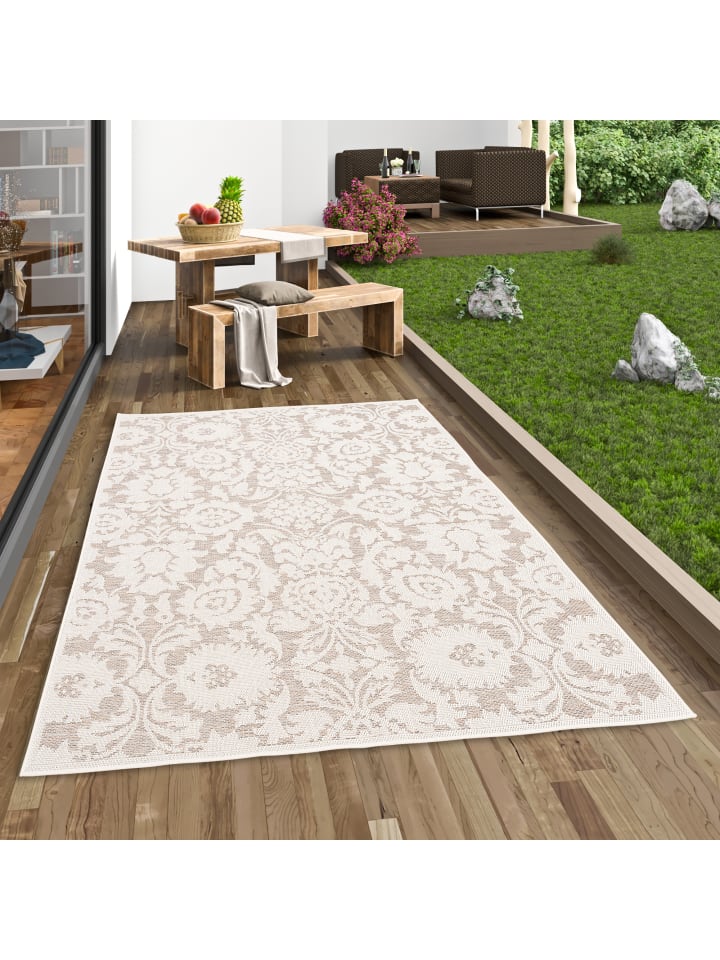Pergamon In & Outdoor Teppich Flachgewebe Ottawa Barock in Beige günstig kaufen