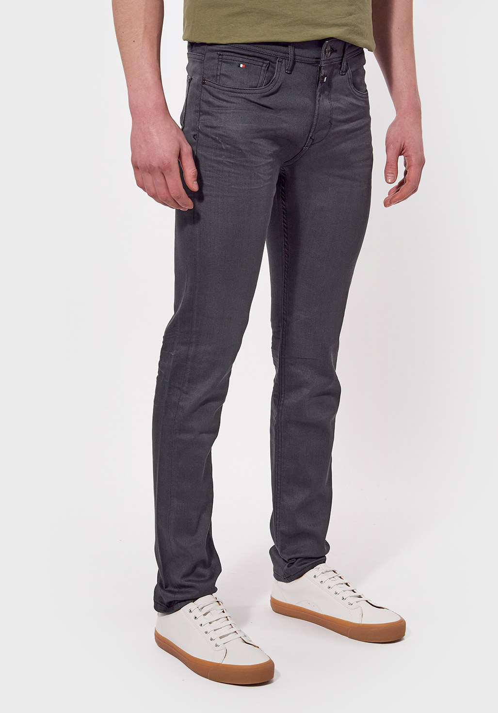 DARKK  Jean slim Homme gris enduit