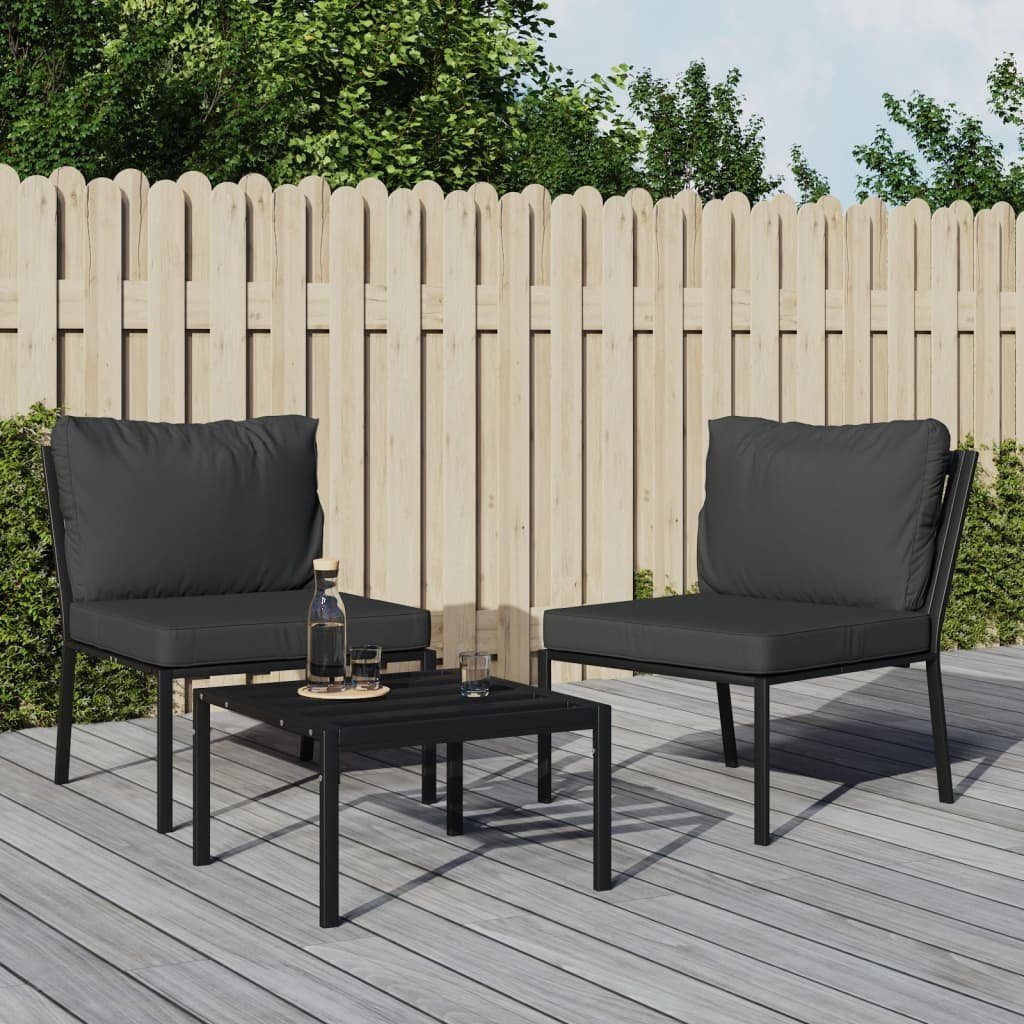 vidaXL Loungesofa Gartenstühle mit Grauen Kissen 2 Stk. 60x74x79 cm Stahl, 2 Teile
