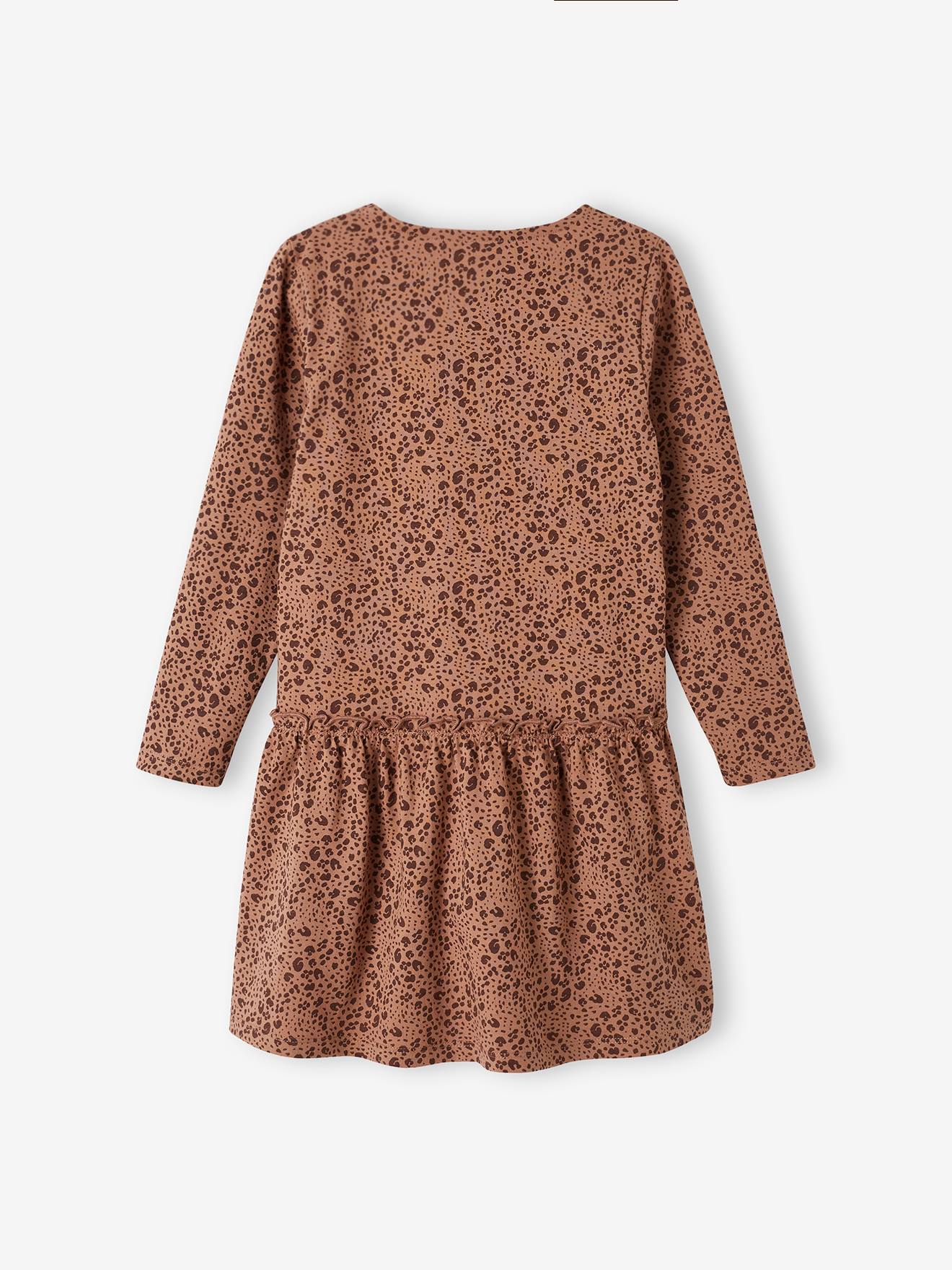 Robe Basics imprimée fille manches longues rose imprimé