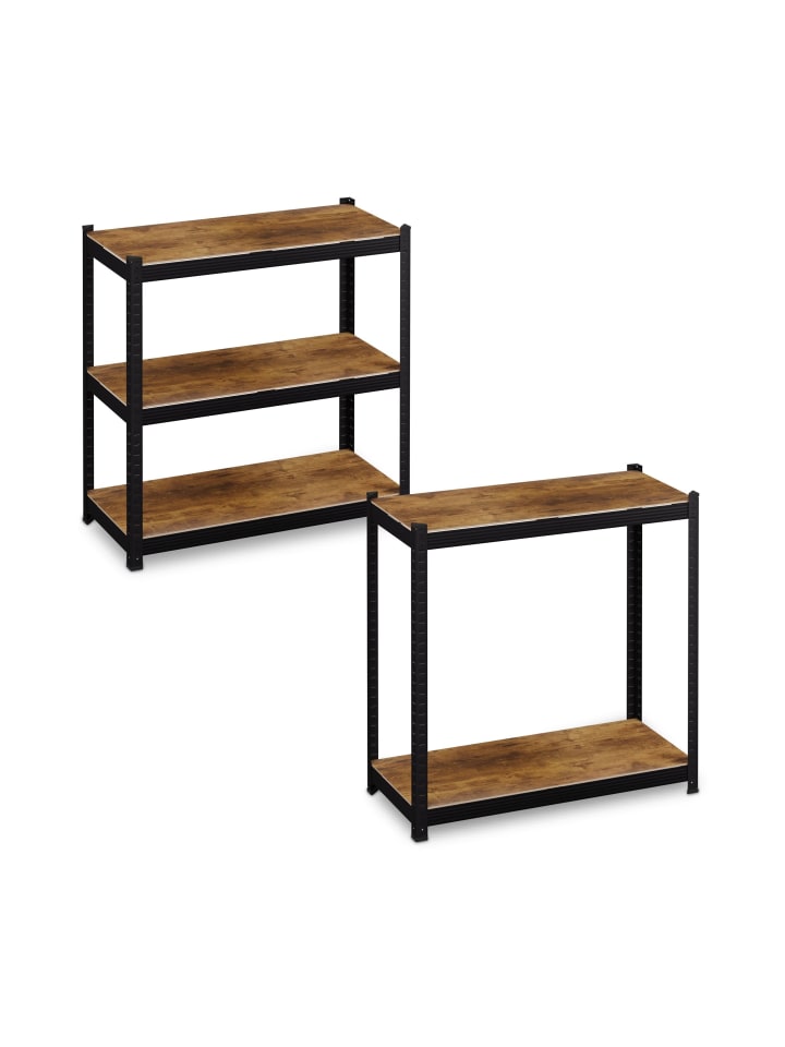 relaxdays Schwerlastregal in Schwarz/ Braun - (B)90 x (H)180 x (T)40 cm günstig kaufen onesize
