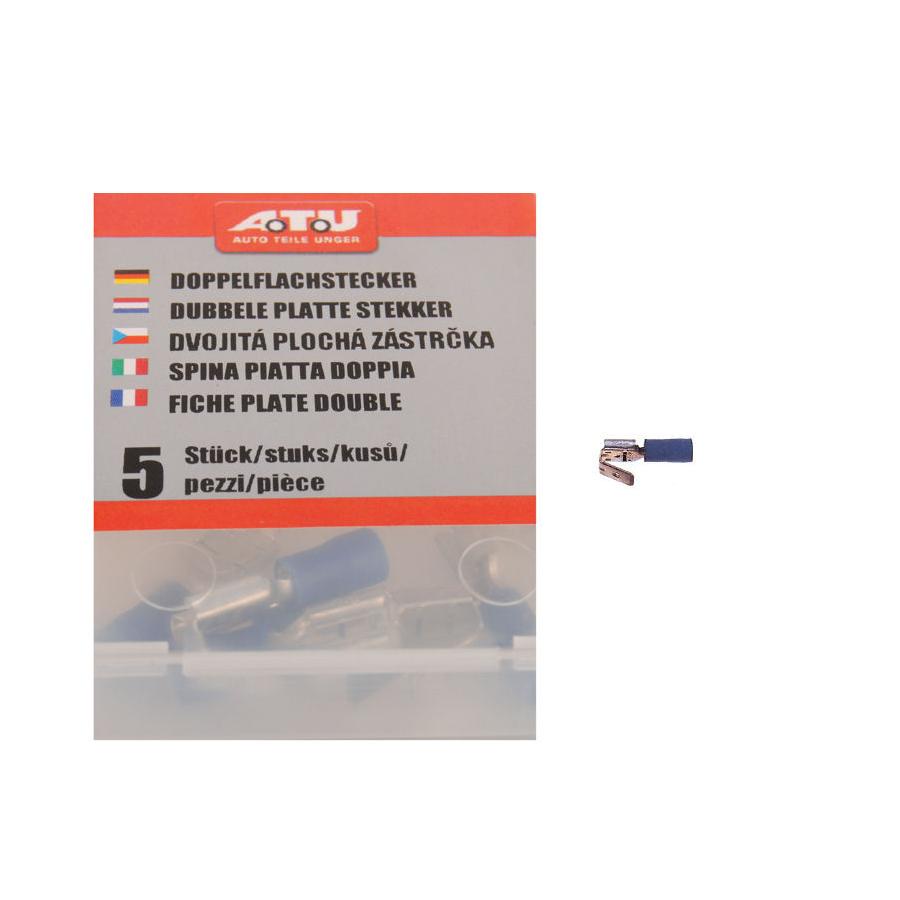 Kabel Doppelflachstecker 6,3 mm blau Inhalt: 5 Stück - ATU