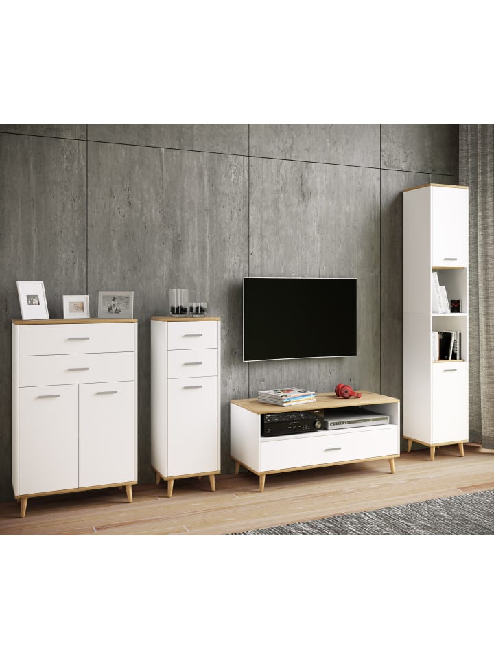 VCM  Holz Badmöbel Sideboard Kommode Bad Schrank Landos in Weiß / Honig-Eiche günstig kaufen onesize