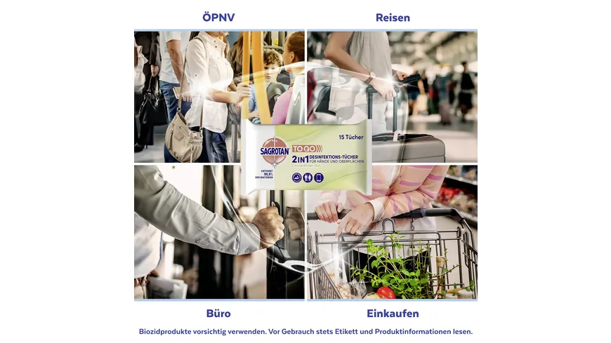 Sagrotan 2in1 Desinfektions-Tücher für Hände und Oberflächen