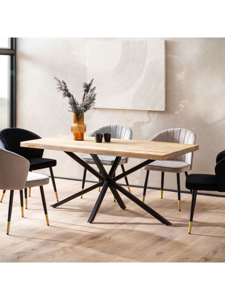 KADIMA DESIGN Esszimmertisch 160x80x76 cm Massivholz Metall Esstisch günstig kaufen